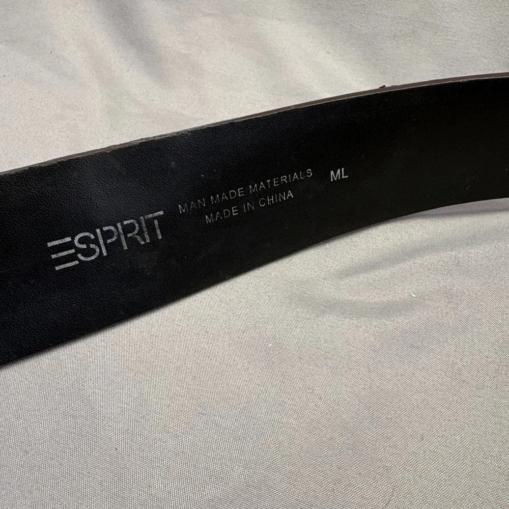 Esprit Womens Dark Brown Croc Embossed Faux Leather Belt‎ Silver Buckle Size ML